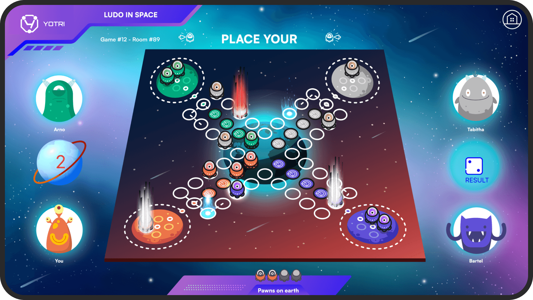 Visualisatie van het spel Ludo
